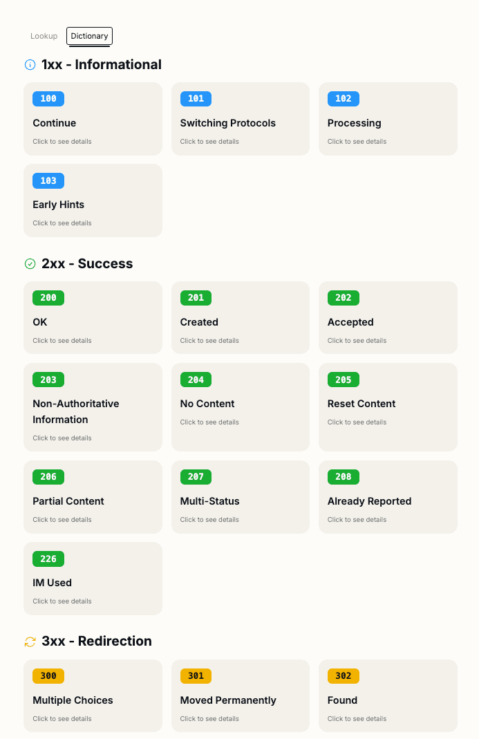 HTTP Status Explainer showing 404 Not Found with color-coded badge from Ship Advent Day 9
