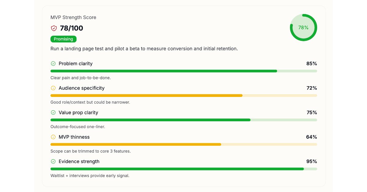 MVP Validator - idea validation and readiness score