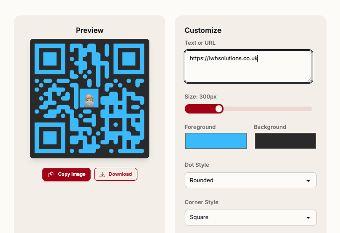 Customizable QR code generator preview from Ship Advent Day 8
